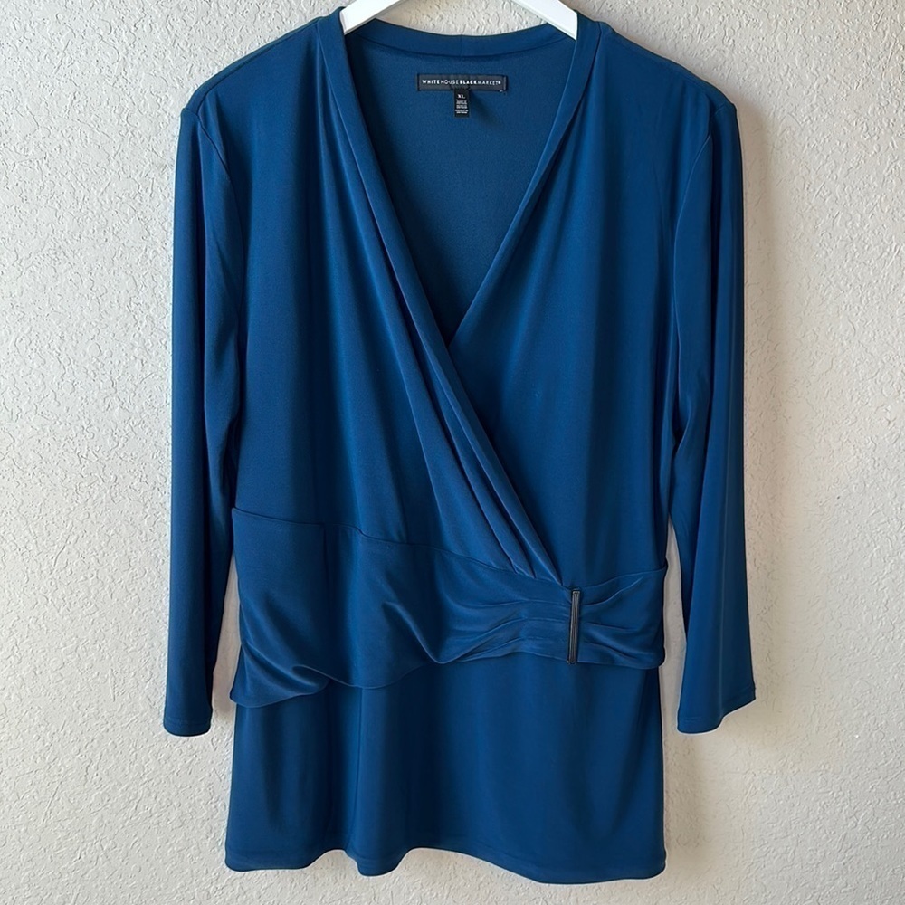 Elegant Blue Wrap Top
